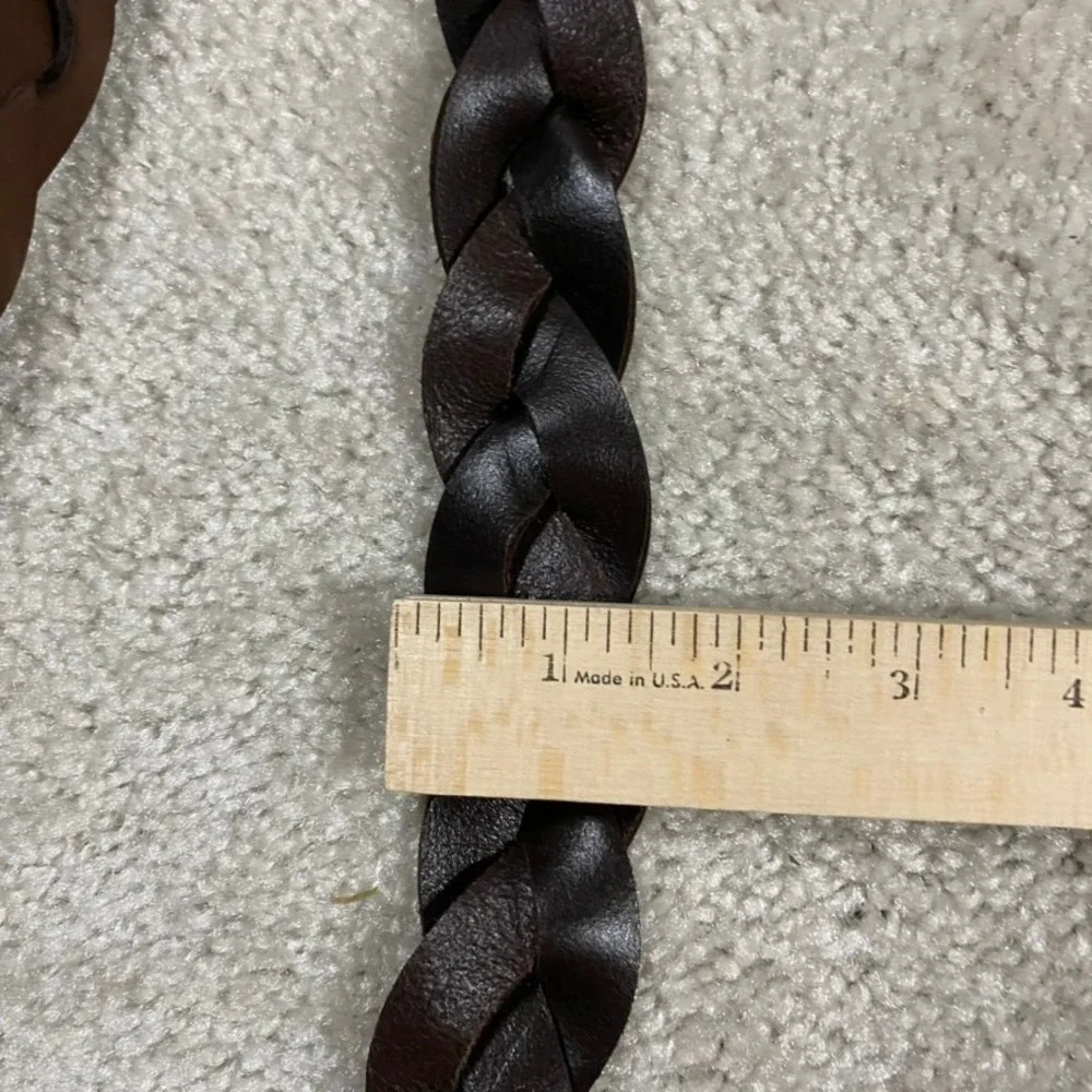 Brooks Brothers Belt Mens 36 Red Fleece Chunky Braided Leather Brown Preppy